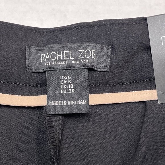 Rachel Zoe Pants Women 6 Black Hi Rise Flare Leg Jersey Knit Pearl Button Detail - Picture 9 of 12